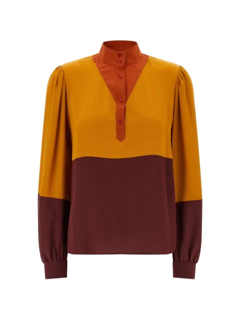 Saint Laurent colourblock high-neck blouse Yellow 857185Y100W