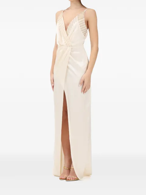 Elisabetta Franchi Red Carpet dress with embroidered crystals Neutrals ABR4862E2