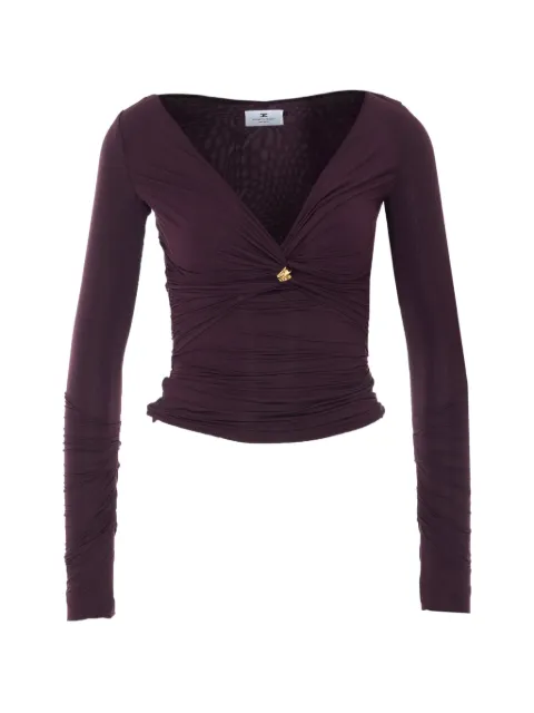 Elisabetta Franchi ring-detail ruched top Brown MD02962E2