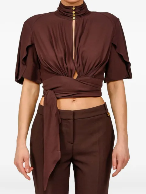 Elisabetta Franchi button-neck top Brown CA15862E2