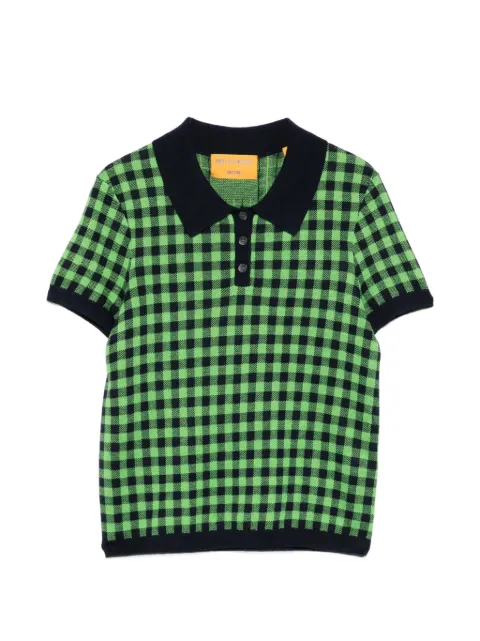 Guest In Residence Shrunken checked polo top Green W42422AF