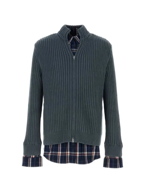 Balenciaga zip-fastening ribbed cardigan Blue 857284T3429