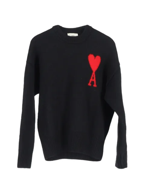 AMI Paris crew-neck logo-detail sweater Black MRPPUGBCL460187M