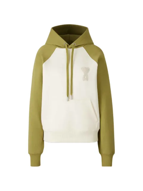 AMI Paris colour-block logo-appliqué hoodie Neutrals USW782747