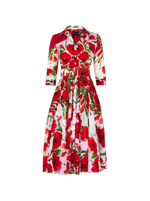 Samantha Sung Aster floral-print belted dress Red FIORIPOPPYSMALL