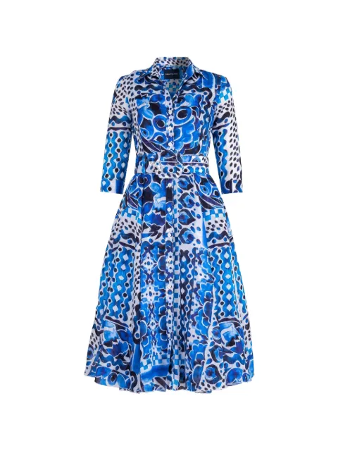 Samantha Sung Aster midi dress Blue WATERCOLORTILEMONO
