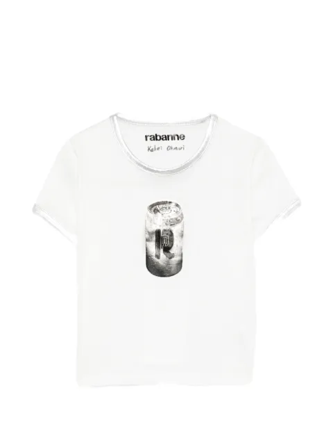 Rabanne graphic-print metallic-trim cropped T-shirt White 26AJTE053CO0494