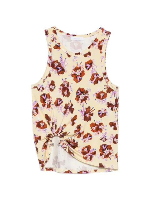 Rabanne floral-pattern ring-detail top Neutrals 26AJTE054VI0269