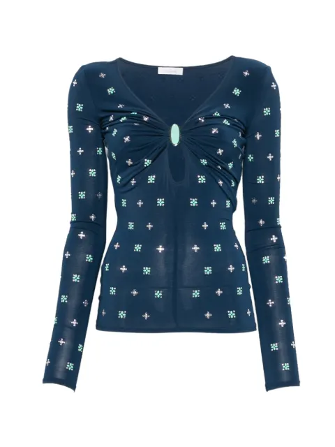 Rabanne embellished keyhole T-shirt Blue 26AJTO274CU0014