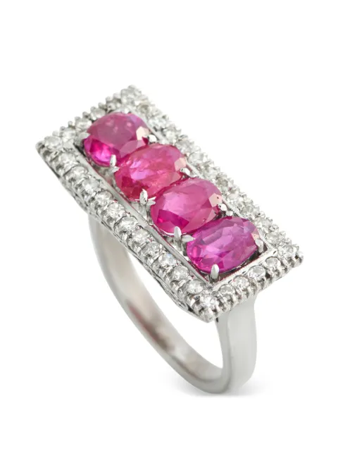 LB Exclusive diamond and ruby embellished ring Silver MF52020526