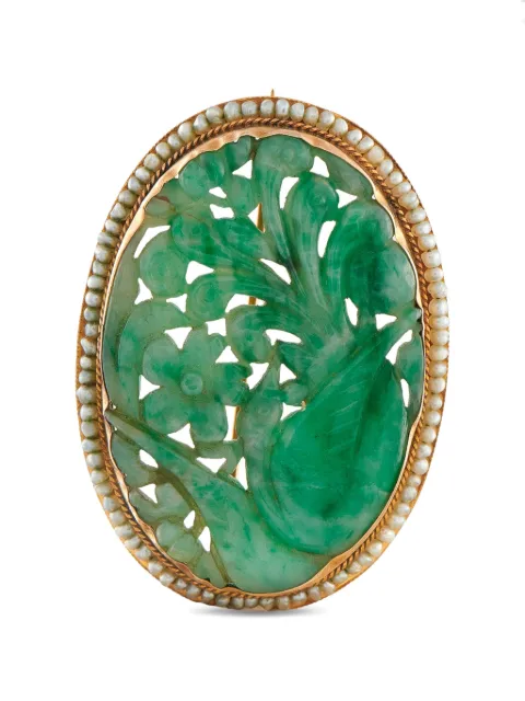 LB Exclusive jade and seed-pearl motif brooch Gold MF21020326