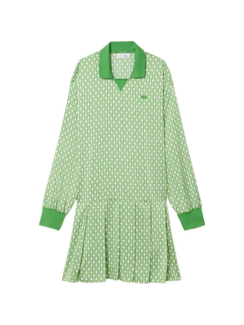Lacoste patterned pleated mini dress Green EF9789