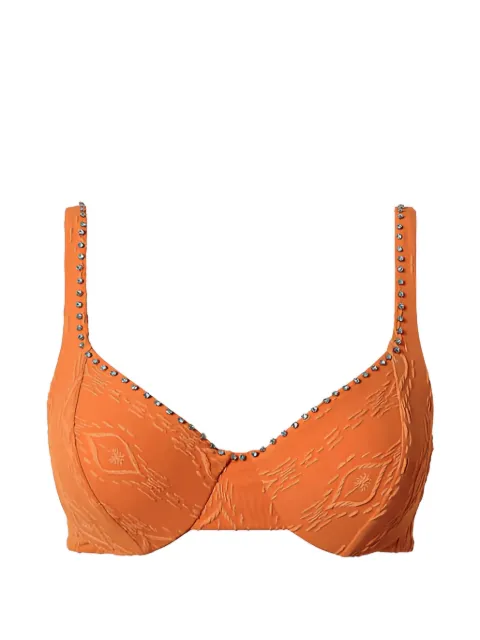 TWINSET embossed embroidered underwire bikini top Orange 241LMMV55