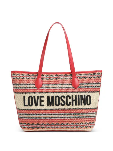 Love Moschino striped logo-detail tote bag Red JC4348PP0OKN3