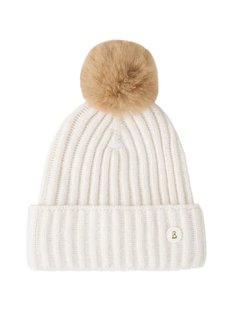 BOGNER Ranya ribbed pompom beanie hat Neutrals RANYA2753
