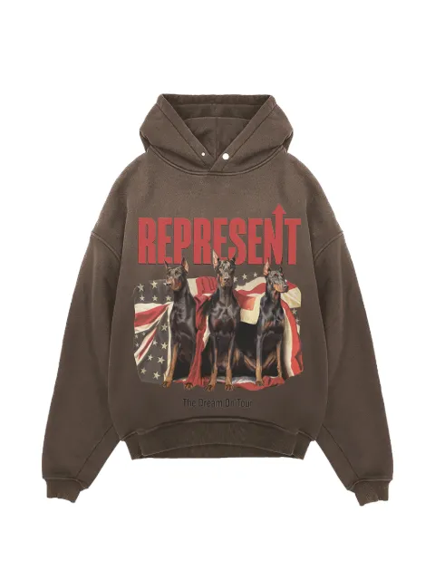 Represent graphic-print cotton hoodie Brown MLM10061817
