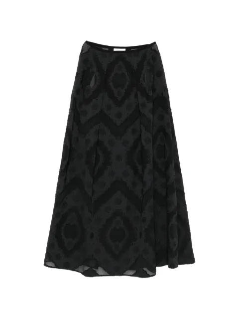 Agnona jacquard long A-line skirt Black TG1111XJ2001