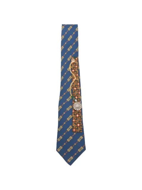 A.N.G.E.L.O. Vintage Upcycling x Stefania Bertoni customised Hermès embellished tie Blue AU180APG
