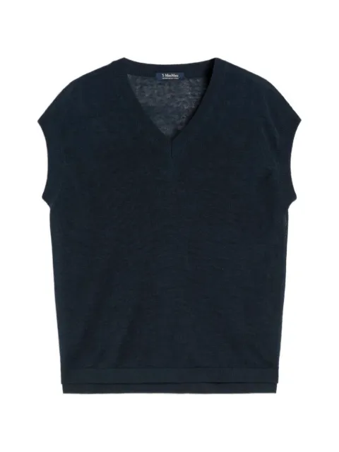 'S Max Mara Ghianda V-neck knitted T-shirt Blue 2619351013600