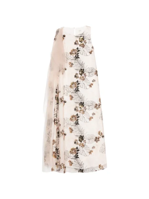 PSOPHIA floral-embroidered midi dress Neutrals 200DRS2601