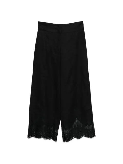 TWINSET linen cropped trousers with lace Black 261TT2184