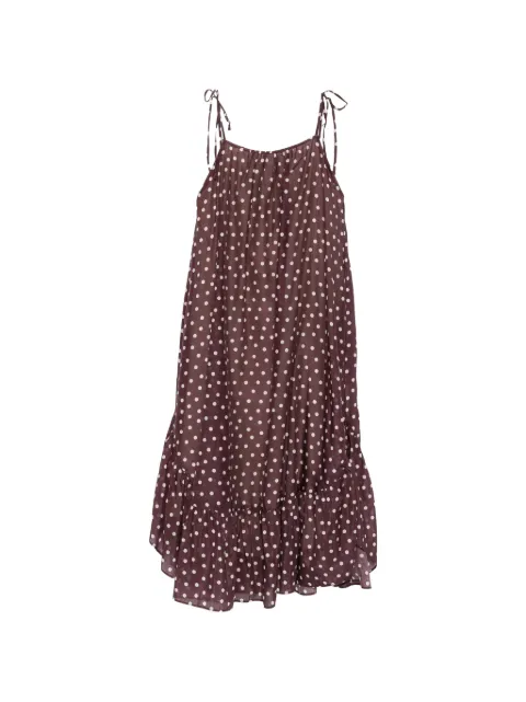 PSOPHIA polka-dot ruffled midi dress Brown 209DRS2630