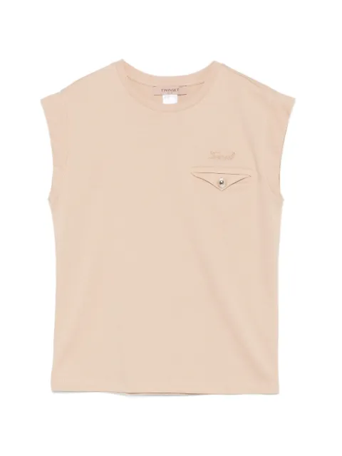 TWINSET chest-pocket sleeveless T-shirt Neutrals 261TT2200