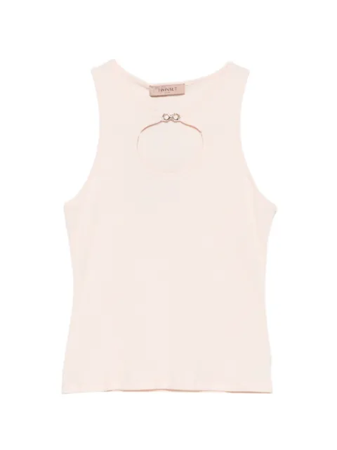 TWINSET ribbed top with logo Pink 261TT2280