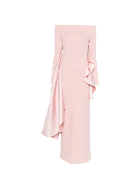 Solace London ruffled long sleeve maxi dress Pink OS43007