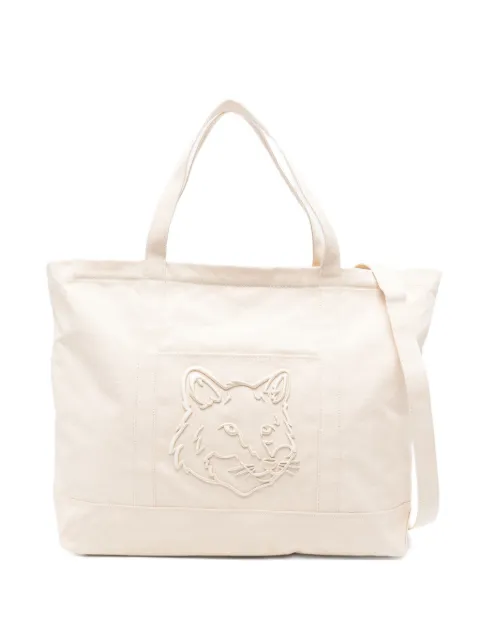 Maison Kitsuné XL fox-log tote bag Neutrals LW05105WW0107