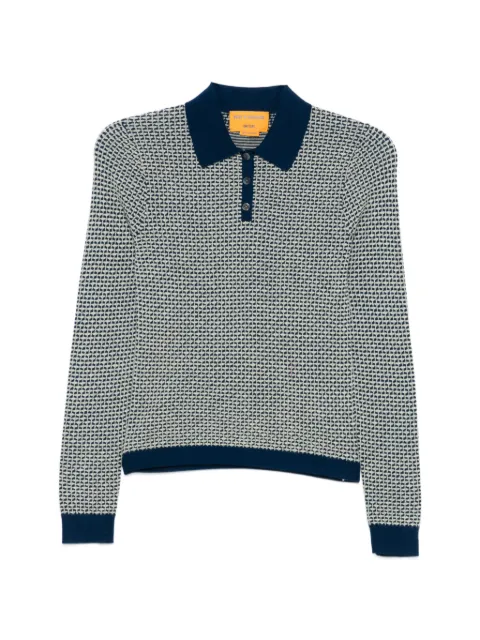 Guest In Residence Pique L/S waffle knit polo shirt Blue W39111WFNAVCO