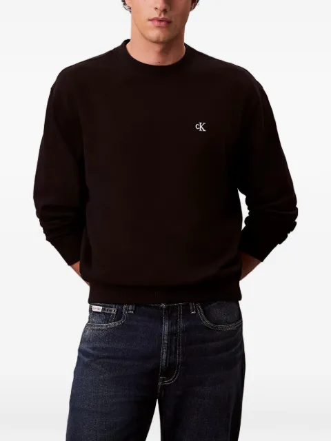 Calvin Klein logo-embroidery crew-neck sweatshirt Black LV04RC296GUB1