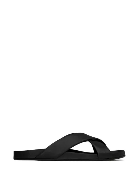 Saint Laurent criss-cross leather flat sandals Black 860982AAF4C