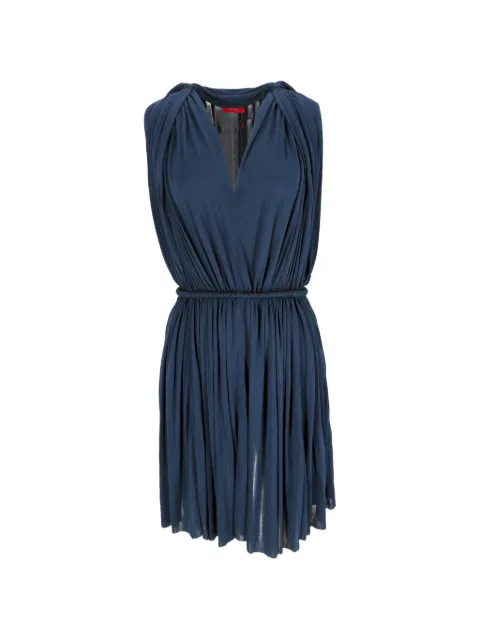 Lanvin Pre-Owned V-neck gathered mini dress Blue NAPPUITCL653614W