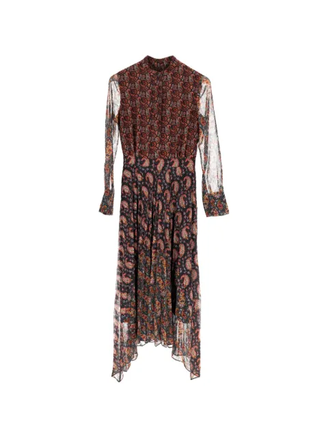 Altuzarra paisley-print plissé midi ress Black NAPPUDECL603956W