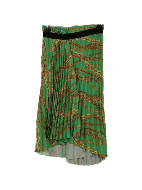 Balenciaga Pre-Owned pleated chains-print midi skirt Green RWC293