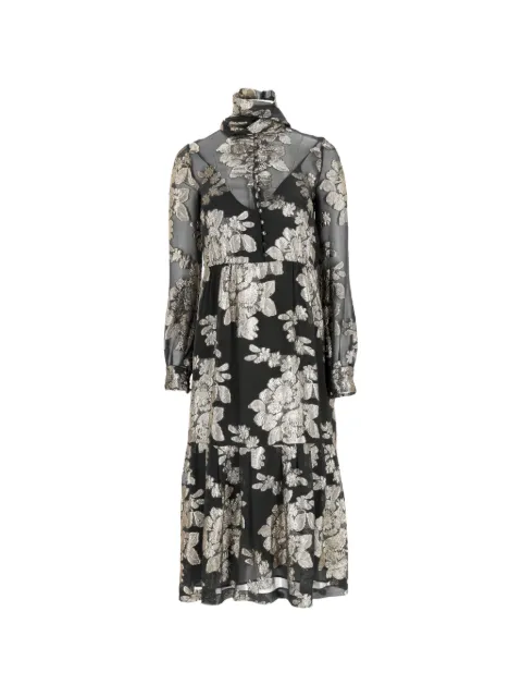 Saint Laurent Pre-Owned floral sheered midi dress Black NAPPUDECL462729W