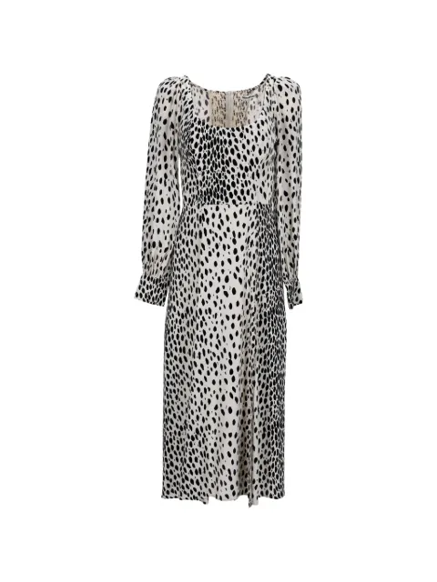 Reformation animal-print smocked waist midi dress Neutrals NAPPUGBCL281783W