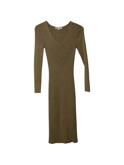 Michael Kors Vintage ribbed V-neck midi dress Gold NAPPUGBCL229222W