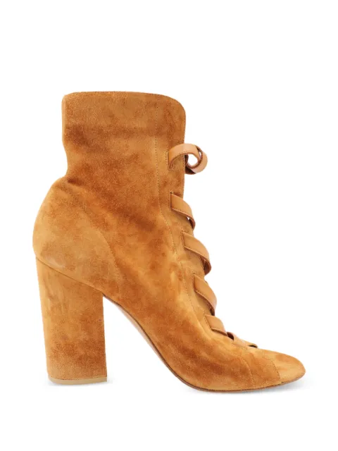 Gianvito Rossi Brooklyn peep-toe lace-up ankle boots Brown NAPPUGBSH123962W