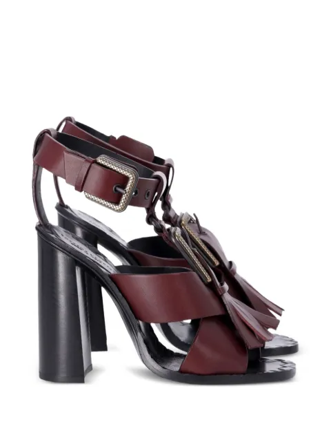 Bottega Veneta Pre-Owned fringe buckle t-strap sandals Red TONPUGBSH252486W