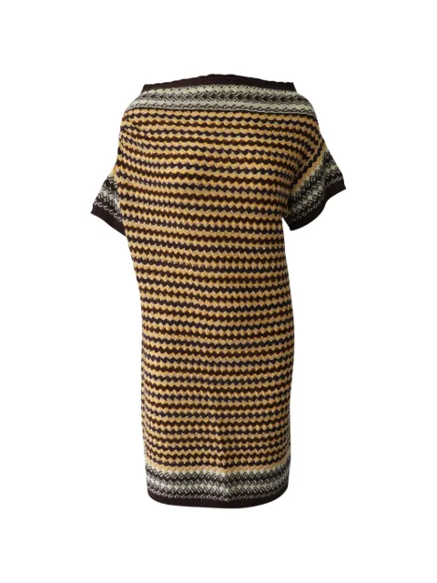 Missoni Pre-Owned patterned knit off shoulder dress Brown NAPPUGBCL159960W