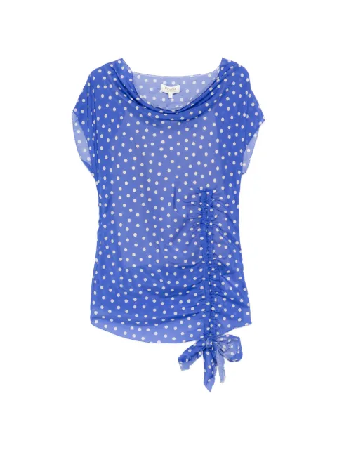 PSOPHIA polka-dot gathered-detail blouse set Blue 209TOP2632