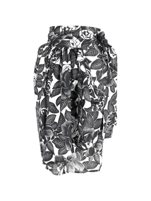 Lanvin Pre-Owned floral-print tie-waist cotton midi skirt Black NAPPUGBCL620271W