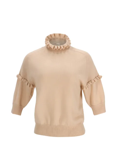 Chloé Pre-Owned half-sleeved ruffled sweater Neutrals NAPPUITCL653618W