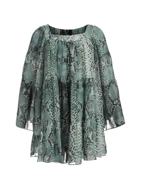 Balmain Pre-Owned snake-print square blouse Green NAPPUFRCL594972W
