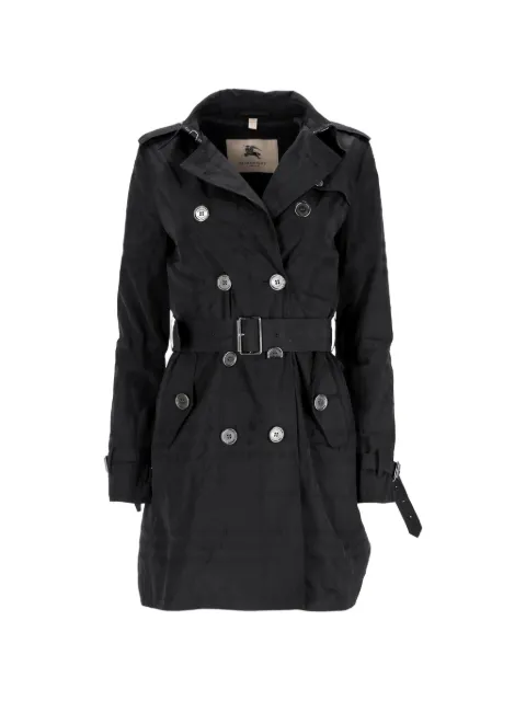 Burberry Pre-Owned belted double-breasted trench coat Black NAPPUFRCL483211W