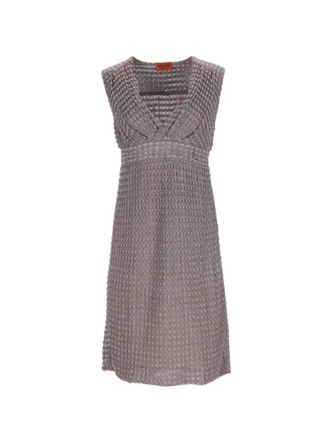 Missoni Pre-Owned knitted V-neck mini dress Brown NAPPUDECL461467W