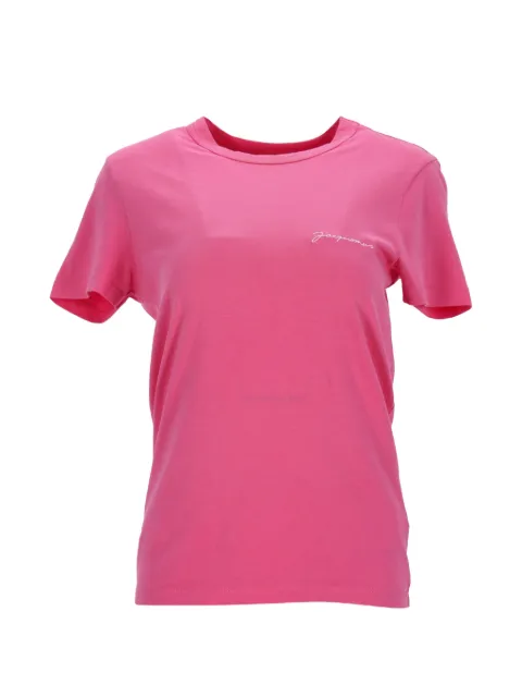 Jacquemus Pre-Owned embroidered crew-neck T-shirt Pink NAPPUDECL428862W