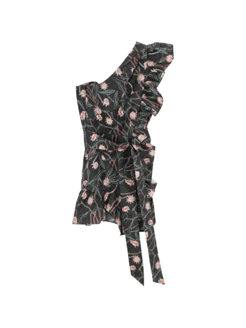 Isabel Marant Vintage Lavern one-shoulder floral-print mini dress Black NAPPUFRCL520267W